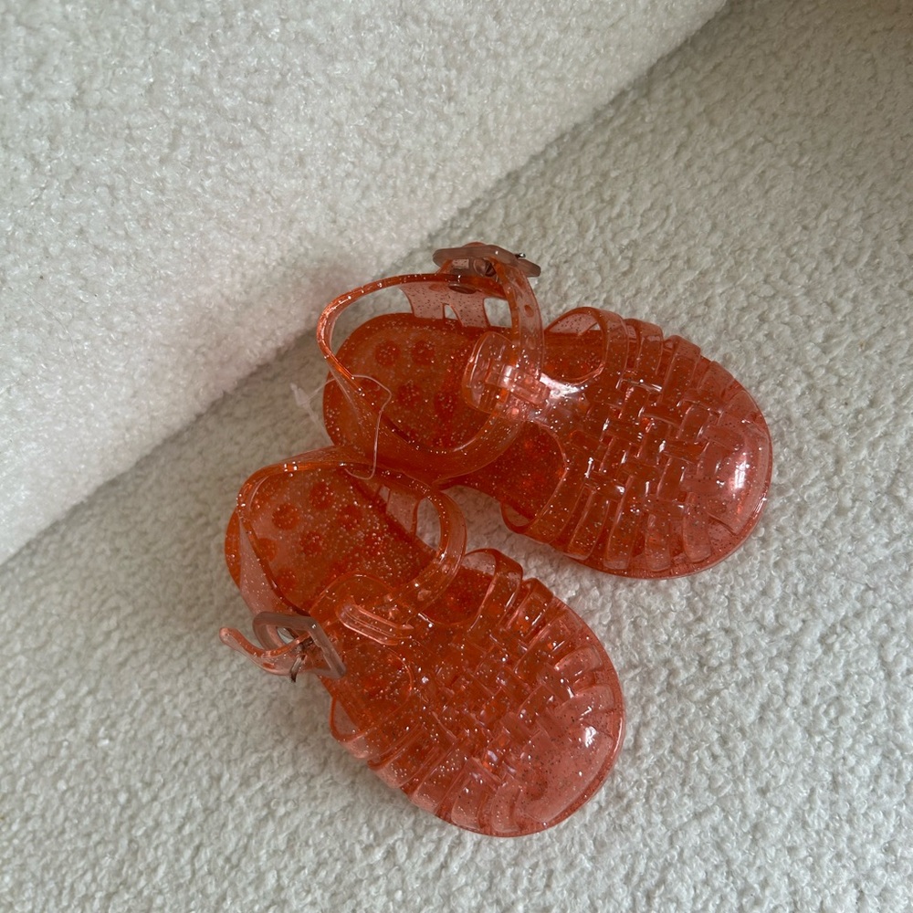 New Peach Kids Glitter Jelly Sandals